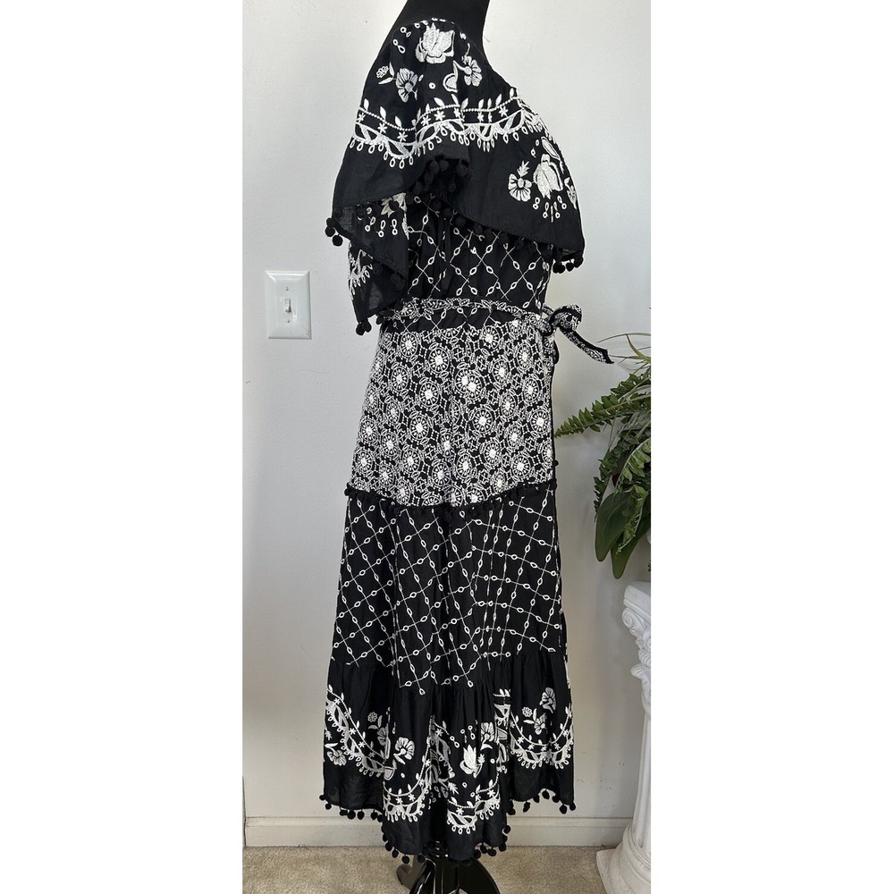 NWT‎ Anthropologie Marisol Black Embroider Off- Shoulder Boho Dress 12 MSRP $230 - Picture 5 of 7